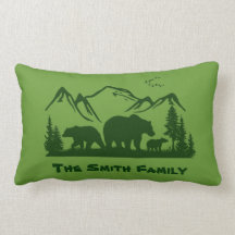 Coussin de décor de loge d'ours (personnalisez)