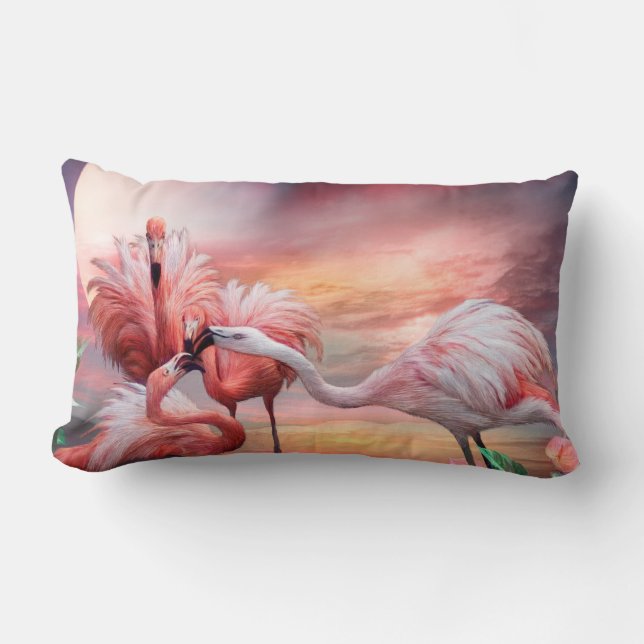 Rectangle Coussin de décorateur d'art de baiser de Flamant (Recto)