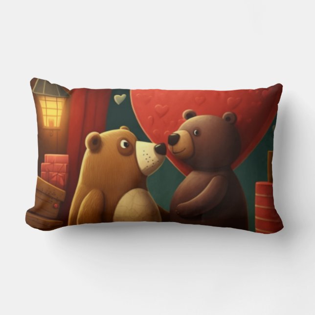 Rectangle Coussin de dessin animé de Saint Valentin (Recto)
