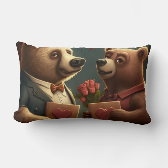 Rectangle Coussin de dessin animé de Saint Valentin (Recto)