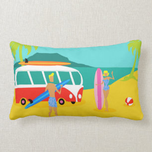 Rectangle Coussin de duplex de surfer rétro