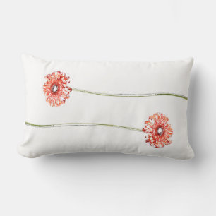 Rectangle Coussin de fleur de gérbera chrysanthème rouge pâl