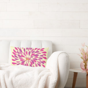 Rectangle Coussin de fleurs modernes rose et jaune