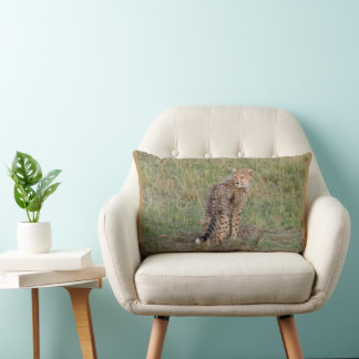 Rectangle Coussin de guépard et bébé éléphant