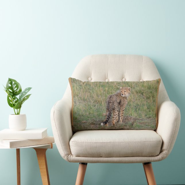 Rectangle Coussin de guépard et bébé éléphant (Chaise)