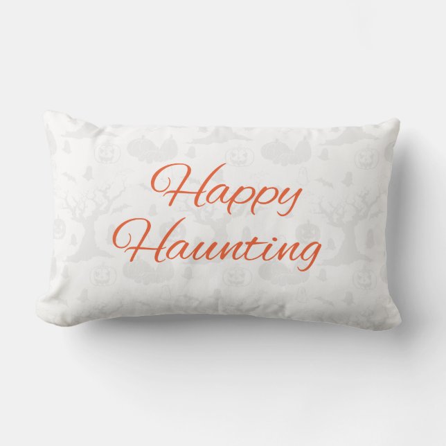 Rectangle Coussin de hantise heureux orange de conception de (Recto)