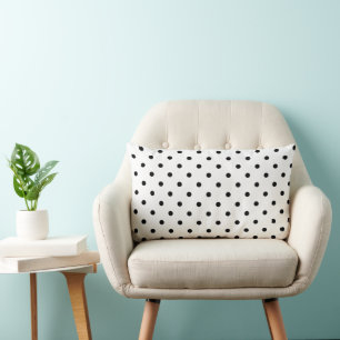 Rectangle Coussin de jet à pois noir et blanc Minimaliste