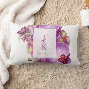 Rectangle Coussin de jet avec monogramme de couple