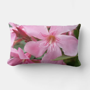 Rectangle Coussin de jet de fleur d'oléandre rose Botani é
