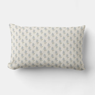 Rectangle Coussin de jet minimaliste à motif floral bleu