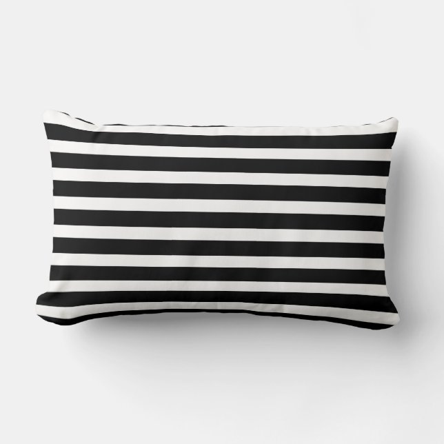 Rectangle Coussin de jet - Rayures noires et blanches (Recto)