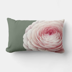 Rectangle Coussin de jet romantique vert sauge et floral ros