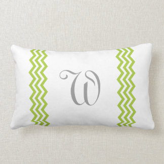 Rectangle Coussin de lancer de Chevron de monogramme de vert