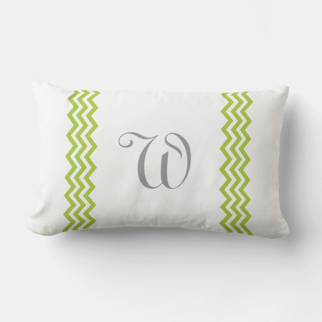 Rectangle Coussin de lancer de Chevron de monogramme de vert (Recto)
