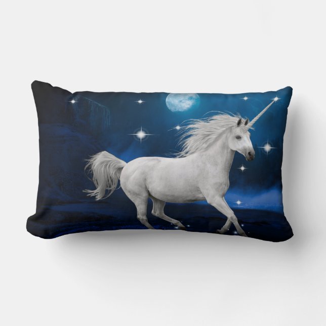Rectangle Coussin de licorne de clair de lune d'impression (Recto)