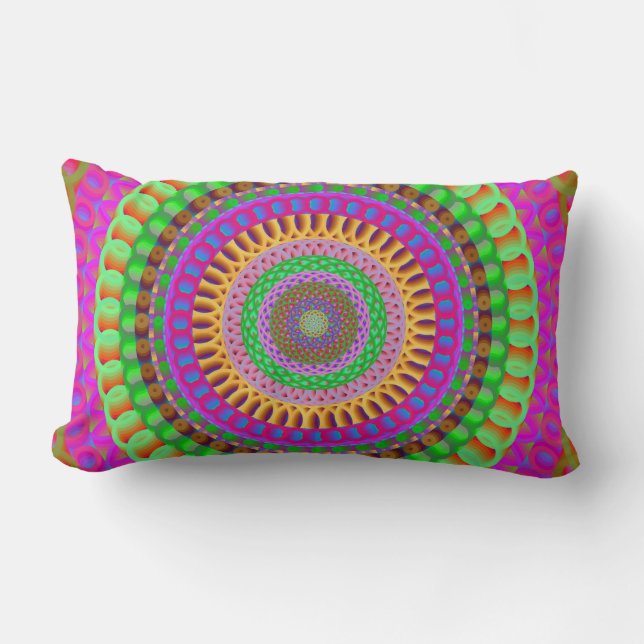 Rectangle Coussin de mandala coloré (Recto)