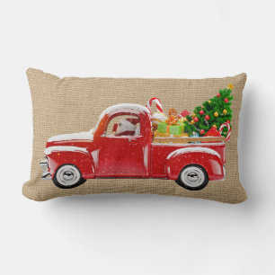 Rectangle Coussin de Noël avec Père Noël, Camion