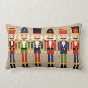 Rectangle Coussin de Noël de casse-noix sur la toile de jut