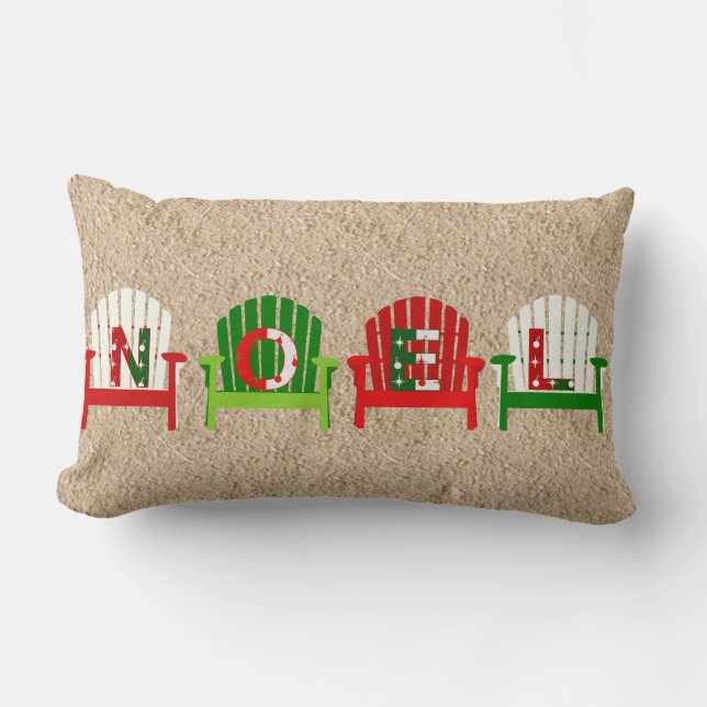 Rectangle Coussin de Noël de chaise de plage avec Père Noël (Recto)