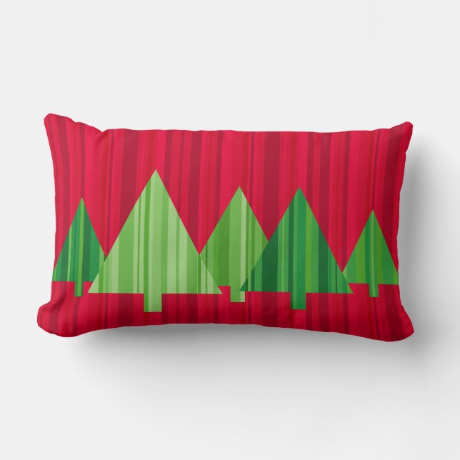 Rectangle Coussin de Noël de rayures d'arbre - LUMBAR (Recto)