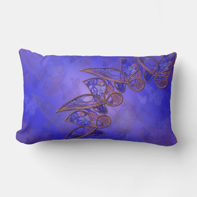 Rectangle Coussin de papillons en cuivre (Recto)