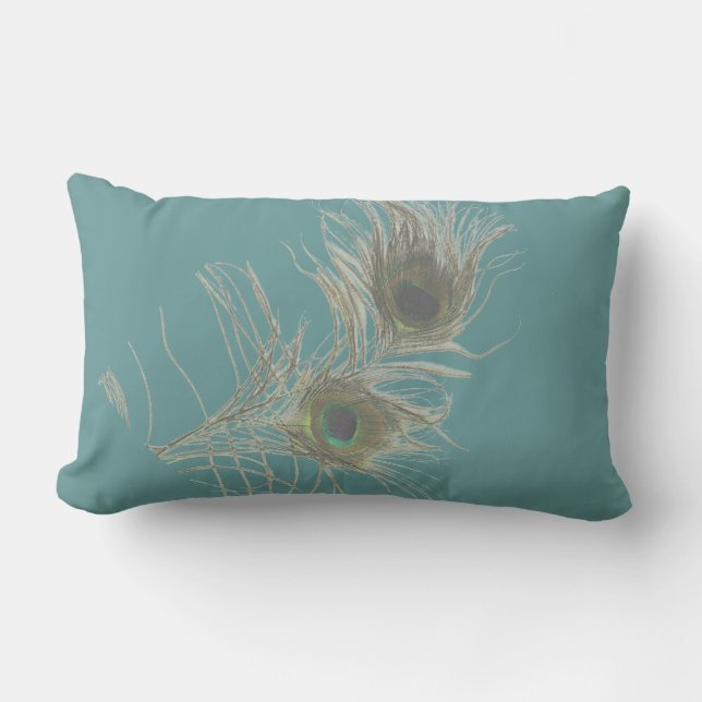 Rectangle Coussin de plume de paon (Recto)