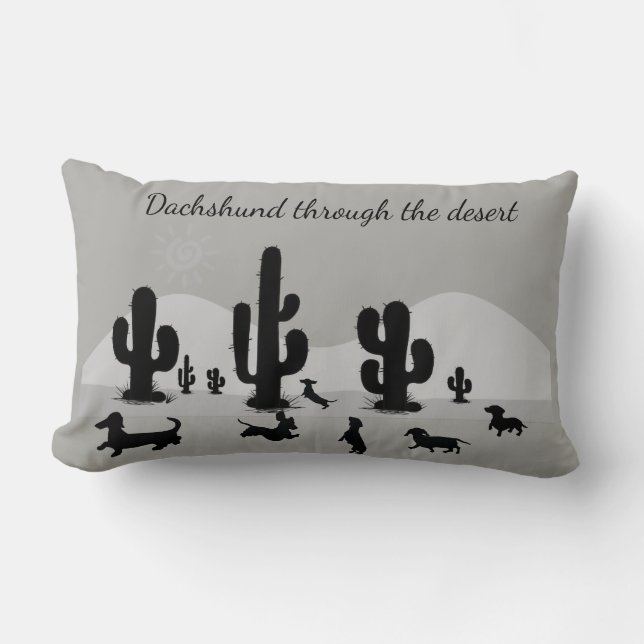 Rectangle Coussin de silhouette de Dachshund Cactus (Recto)