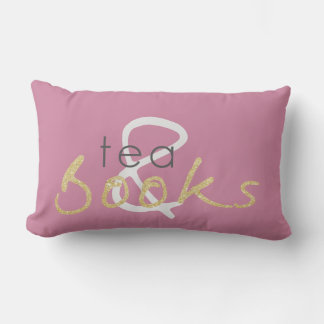 Rectangle Coussin de thé et de livres en or à deux tons