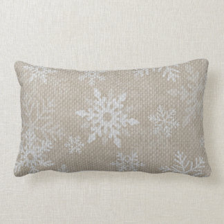 Rectangle Coussin de toile de jute de flocons de neige de