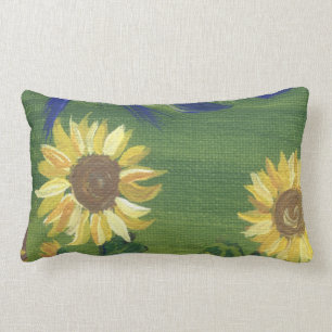 Rectangle coussin de tournesol peint