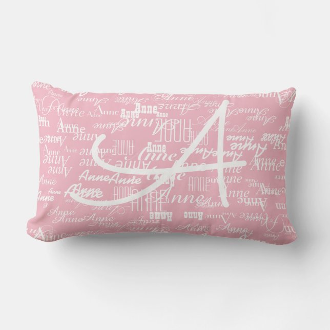 Rectangle Coussin de typographie rose pour ajouter un nom (Recto)