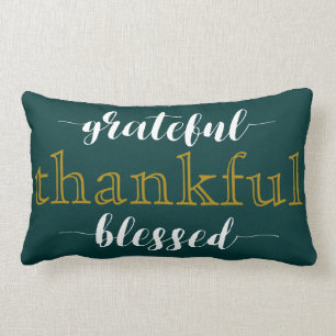 Rectangle Coussin de typographie Turquoise et reconnaissant