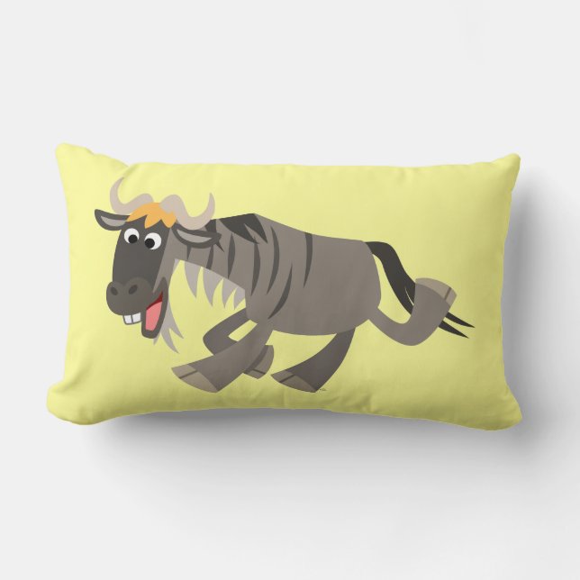 Rectangle Coussin de Wildebeest de caricature joyeux (Recto)