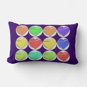 Rectangle Coussin des Coeurs colorés