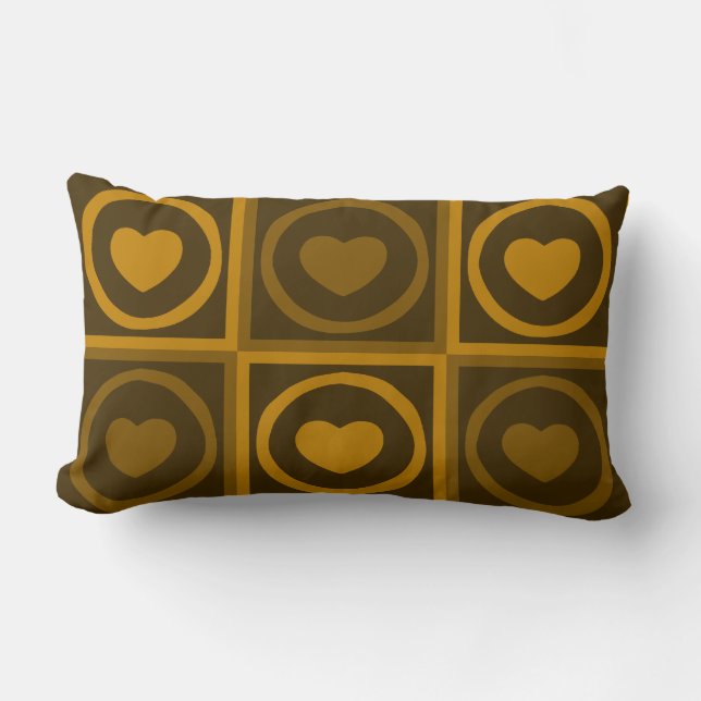 Rectangle Coussin des coeurs couleur café (Recto)