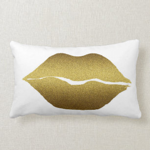 Rectangle Coussin d'or de lèvres