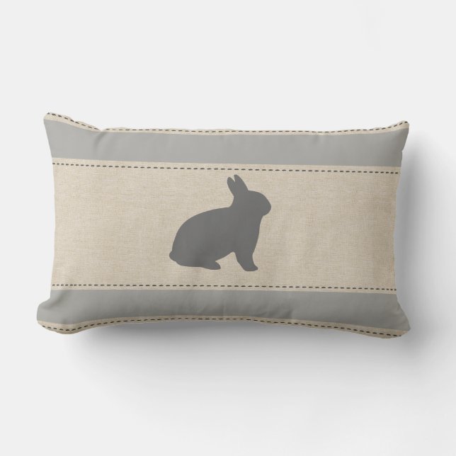 Rectangle Coussin drôle de rayures de lapin (Recto)