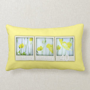 Rectangle Coussin du 40e anniversaire des pavots jaunes de p