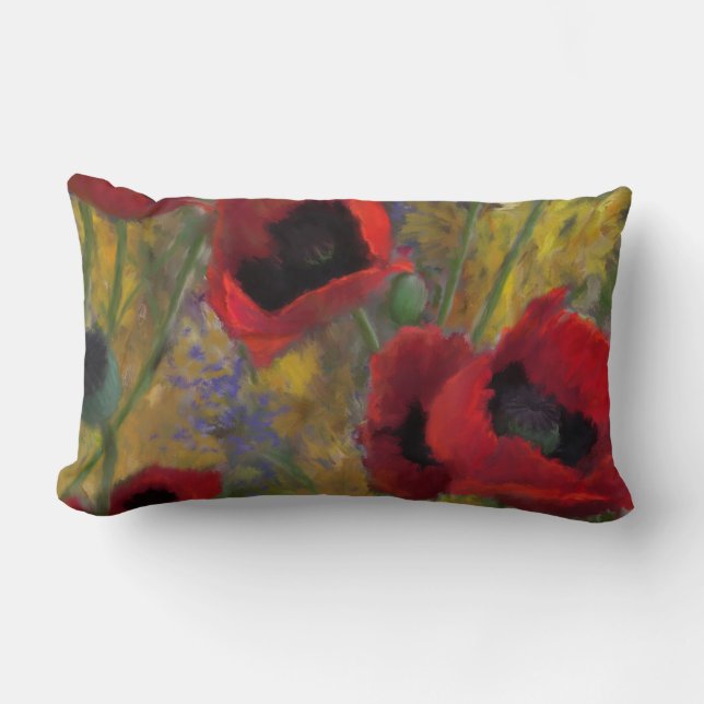 Rectangle Coussin d'un rouge ardent de pavot (Recto)