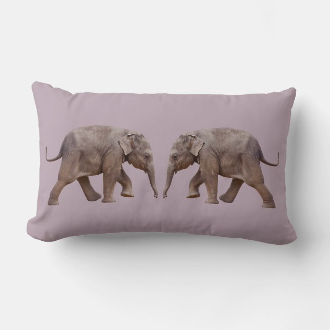 Rectangle Coussin Éléphant de Bébé (Rose Poussiéreux) (Recto)