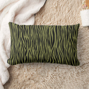 Rectangle Coussin en bande de tigre vert Avocado