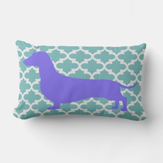 Rectangle Coussin en bois - Dachshund en silhouette violette (Recto)