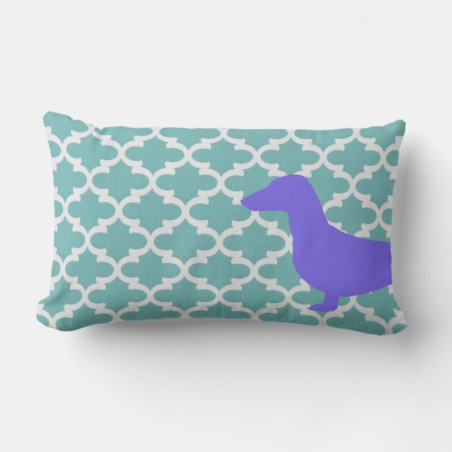 Rectangle Coussin en bois - Moitié Dachshund (Recto)