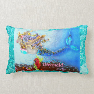 Rectangle Coussin en coton personnalisé Mermaid Pastel Océan