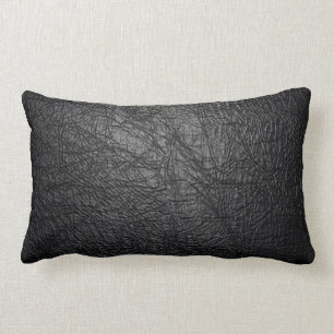 Rectangle coussin en cuir noir de texture