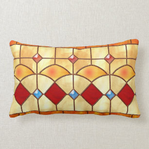 Rectangle Coussin en verre souillé de faux de Tiffany de