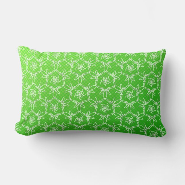 Rectangle Coussin floral tropical - chaux (Recto)
