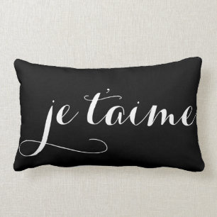 Rectangle Coussin français noir et blanc de calligraphie de
