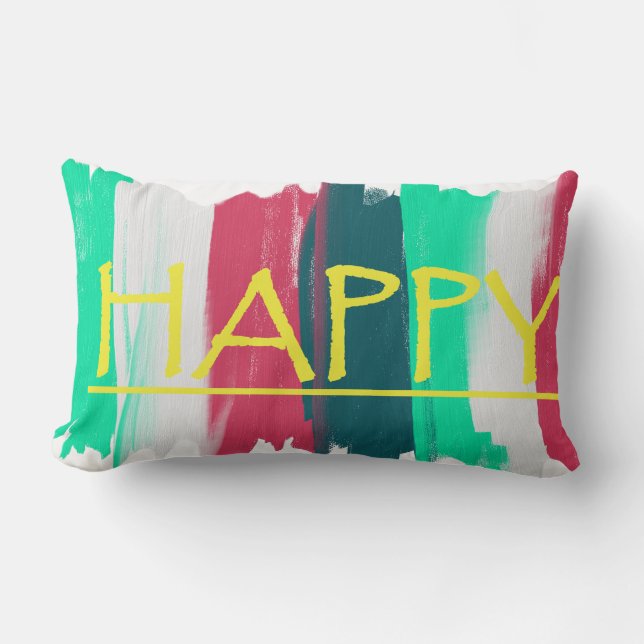 Rectangle Coussin funky rayures turquoise rose vif (Recto)