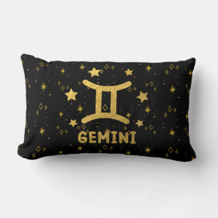 Rectangle Coussin Gemini Zodiac Black et Gold Lumbar
